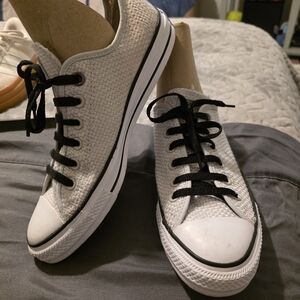 Converse White Sneakers with Black Accents